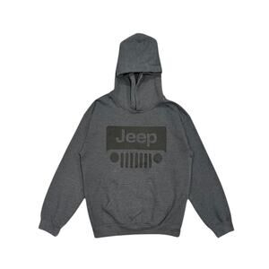 ★ Jeep Dark Gray Front End Grille Logo Pullover Hoodie ★